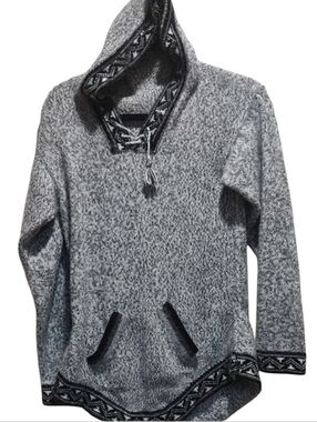 Cozy Gray Hooded Sweater with Black Details